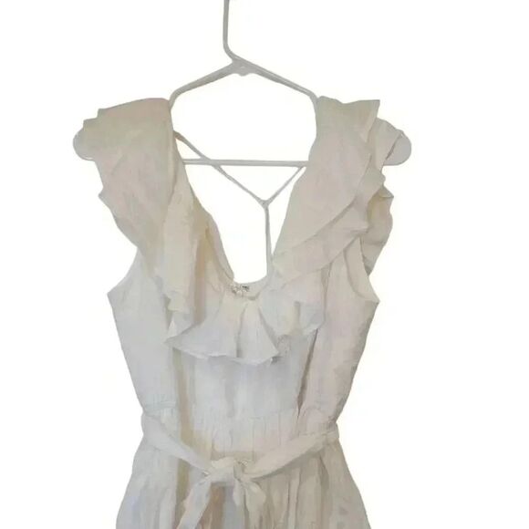 Do + Be Women's White Poly Ruffles Lined Bella Shorts Romper NEW - Picture 8 of 11